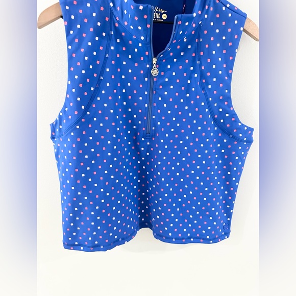 NWT Lilly Pulitzer Luxletic Callie Half Zip UPF 50+ Top Blue Size XXL - Picture 7 of 10